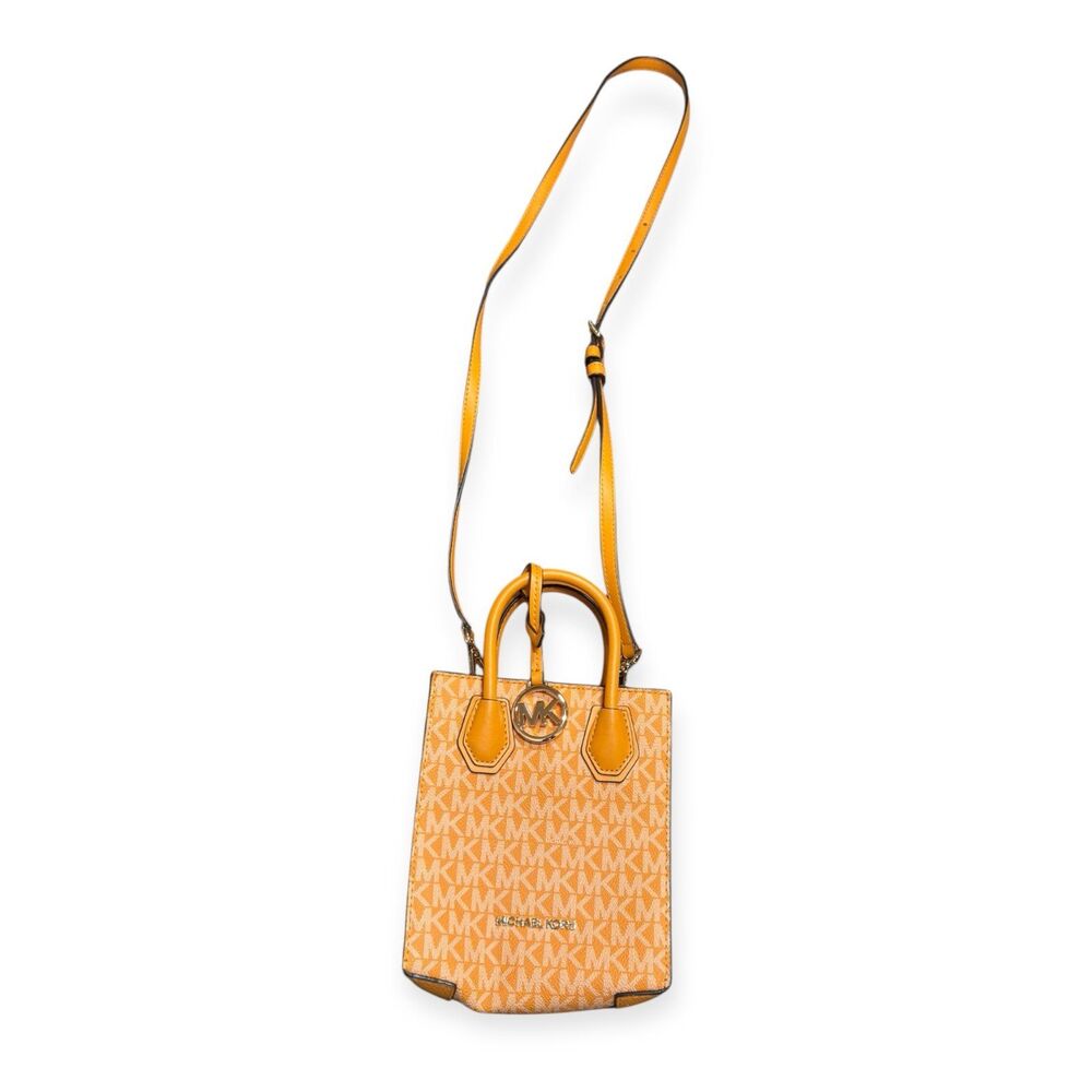 Michael Kors Mercer XS Crossbody Bag NS Shopper Satchel Bag MK Yellow Honey Logo